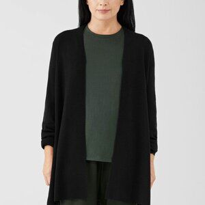 Eileen Fisher Extrafine Merino Wool Long Cardigan, Black, 2X
